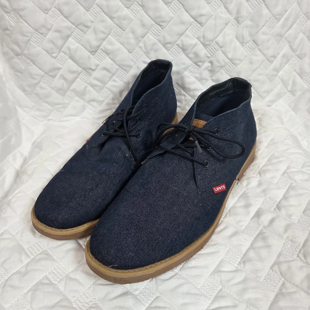 Levi's Strauss & Co Blue Denim Fabric Chukka Lace Up Boots Shoes Size Men's 12